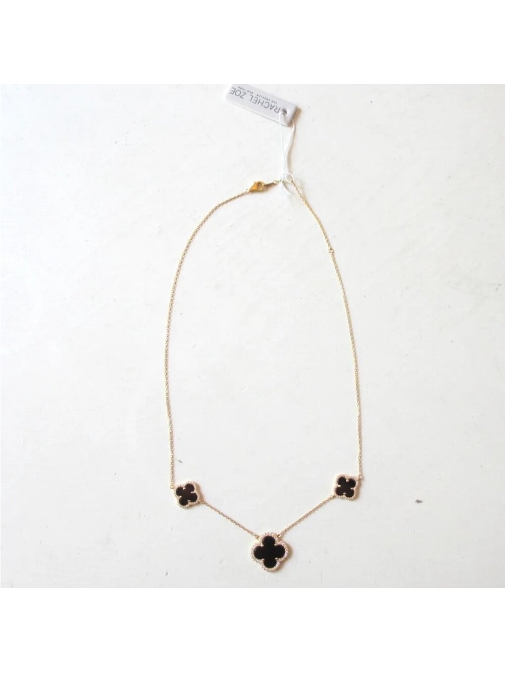 Rachel Zoe Black Onxy Clover Necklace